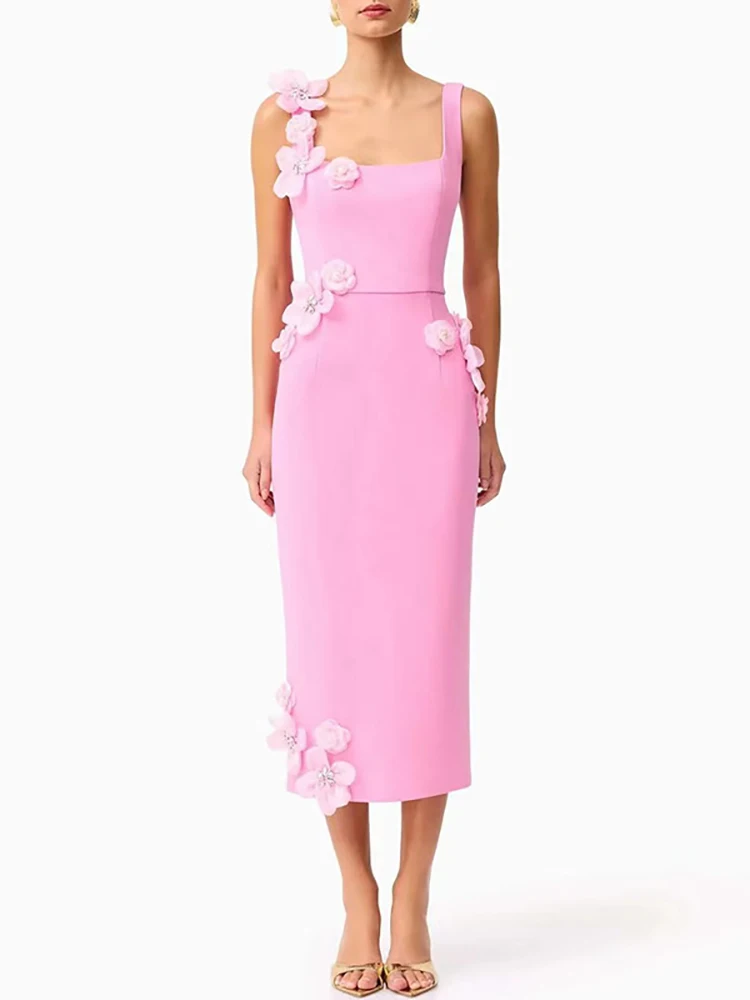 Robe longue à fleurs pour femmes, Sexy, col carré, écharpe, sans manches, Jersey, motif Floral, moulante, robes de soirée élégantes