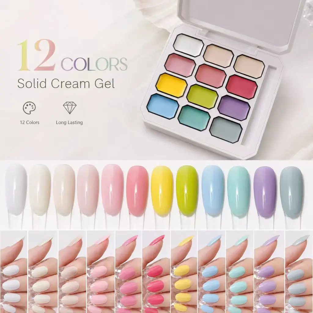 12-Color Sweet Macaron Gradient Nail Art Palette – Spring/Summer Nail Set (Includes 100 Sponges & Gradient Tools); Requires LED