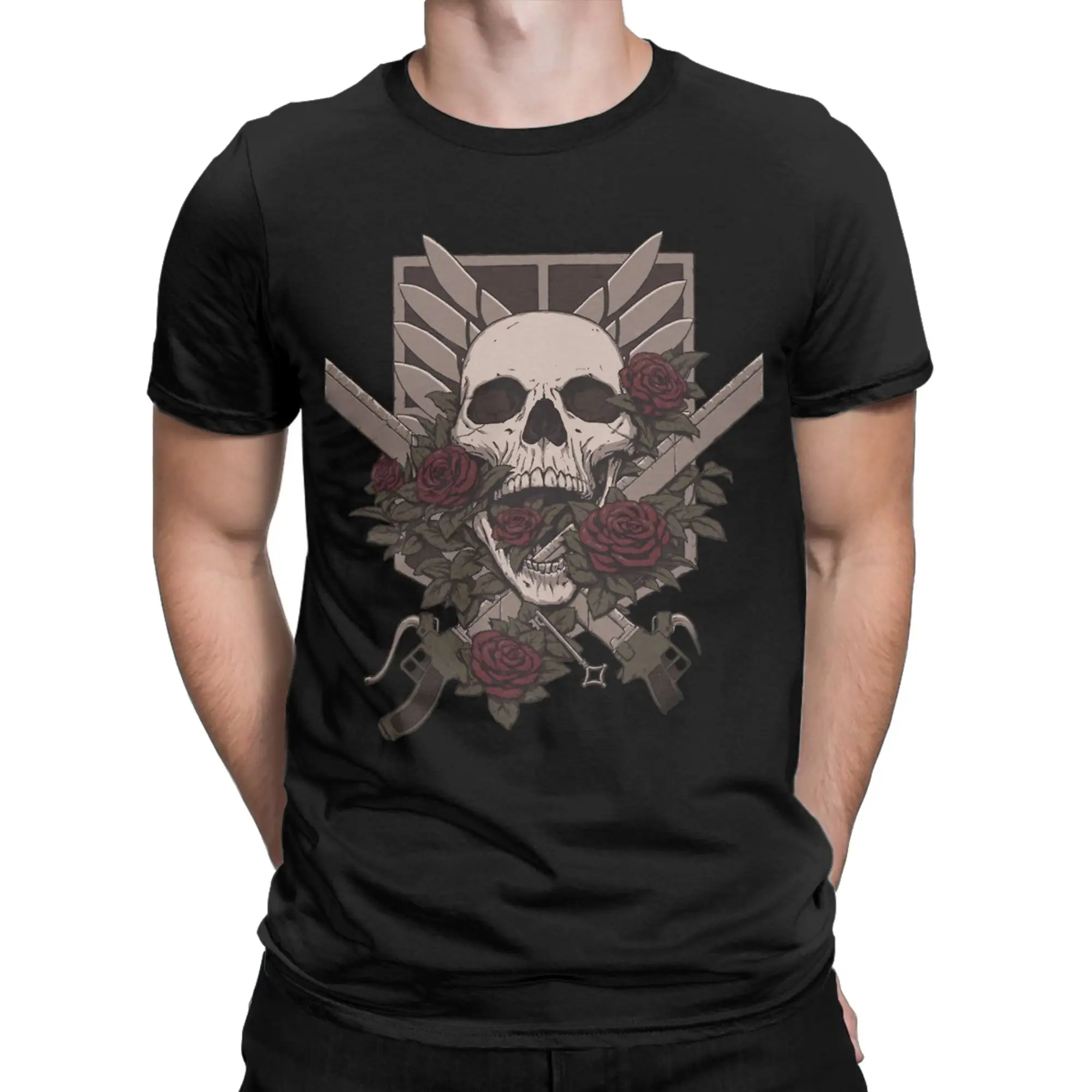 Funny Shingeki no Kyojin Symbol Attack on Titan T-Shirts for Men Crewneck Cotton T Shirt  Short Sleeve Tees Gift Idea Tops