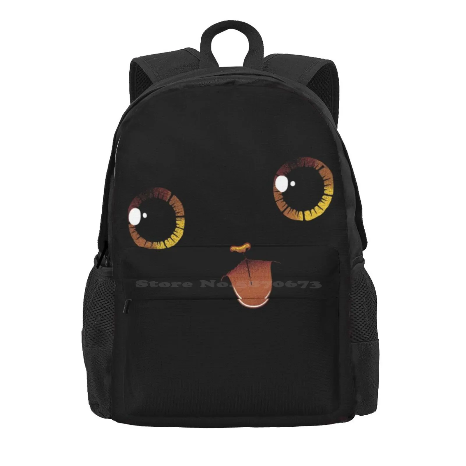 Cute Black Cat Minimalist Tongue By Tobe Fonseca Hot Sale Schoolbag Backpack Fashion Bags Black Cat Kitten Kitty Animals Pets