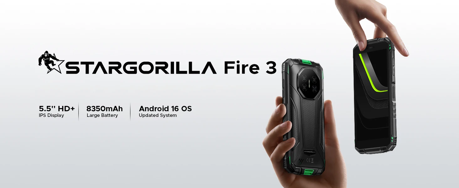 DOOGEE 5.5" Fire 3 Rugged Phone 12GB RAM(3+9) 64GB ROM 8350mAh Battery Android 16 Widevine L1 Google Pay Support Smart Phone NFC