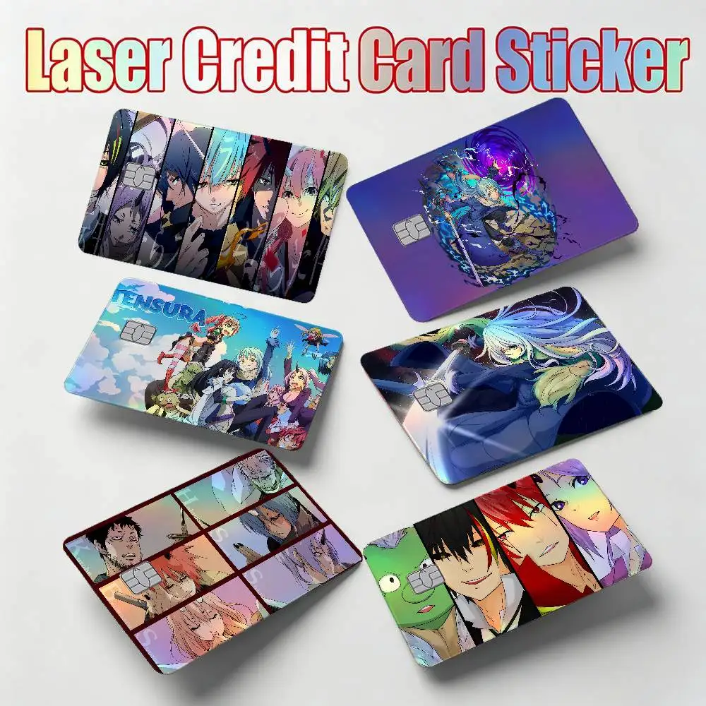 Regarding Reincarnated To Slime 4Pcs Laser Card Stickers Vinyl Skin For Credit Debit Bank Cards Waterproof Resistant Protective