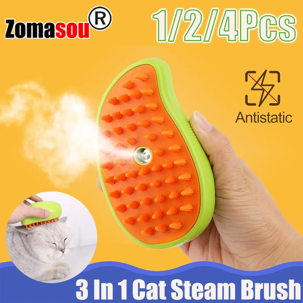 3 in 1 Cat Steam Brush Steamy Dog Brush Built-in Electric Spray Cat Hair Brushes for Massage Pet Grooming Comb Hair Removal Comb