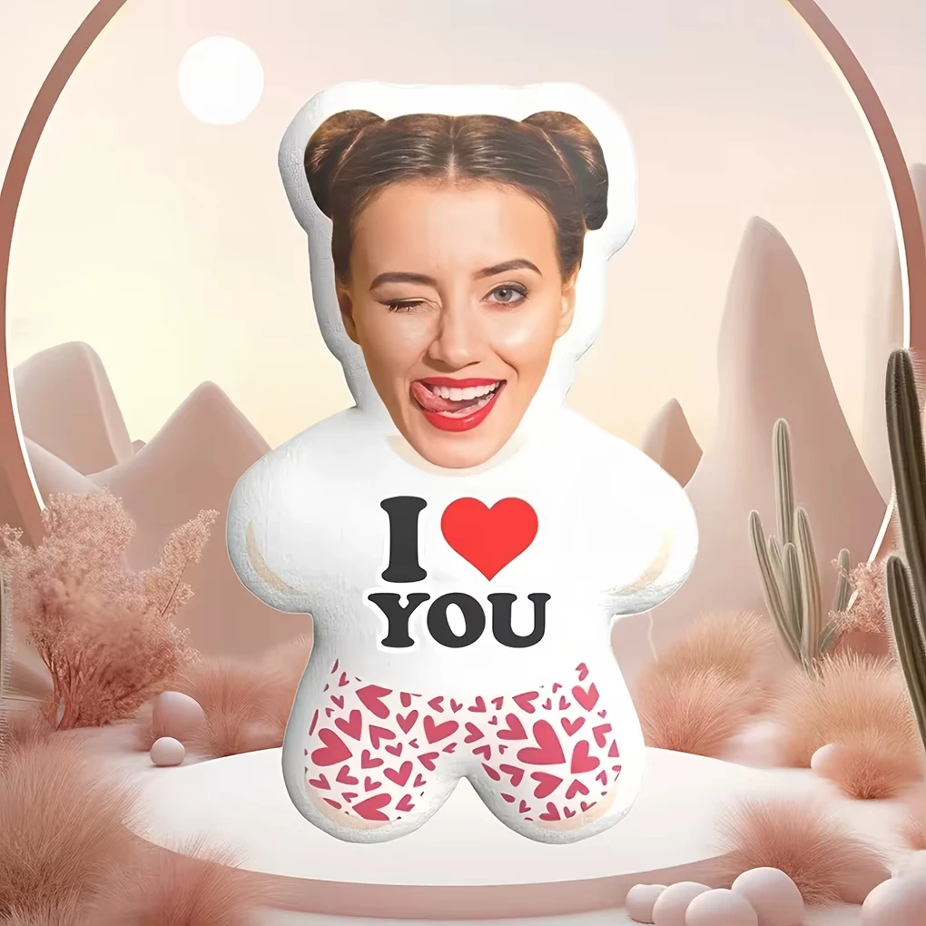 Customized photo mini I Love You pillow personalized soft cloth pad, machine washable, white and black design, perfect
