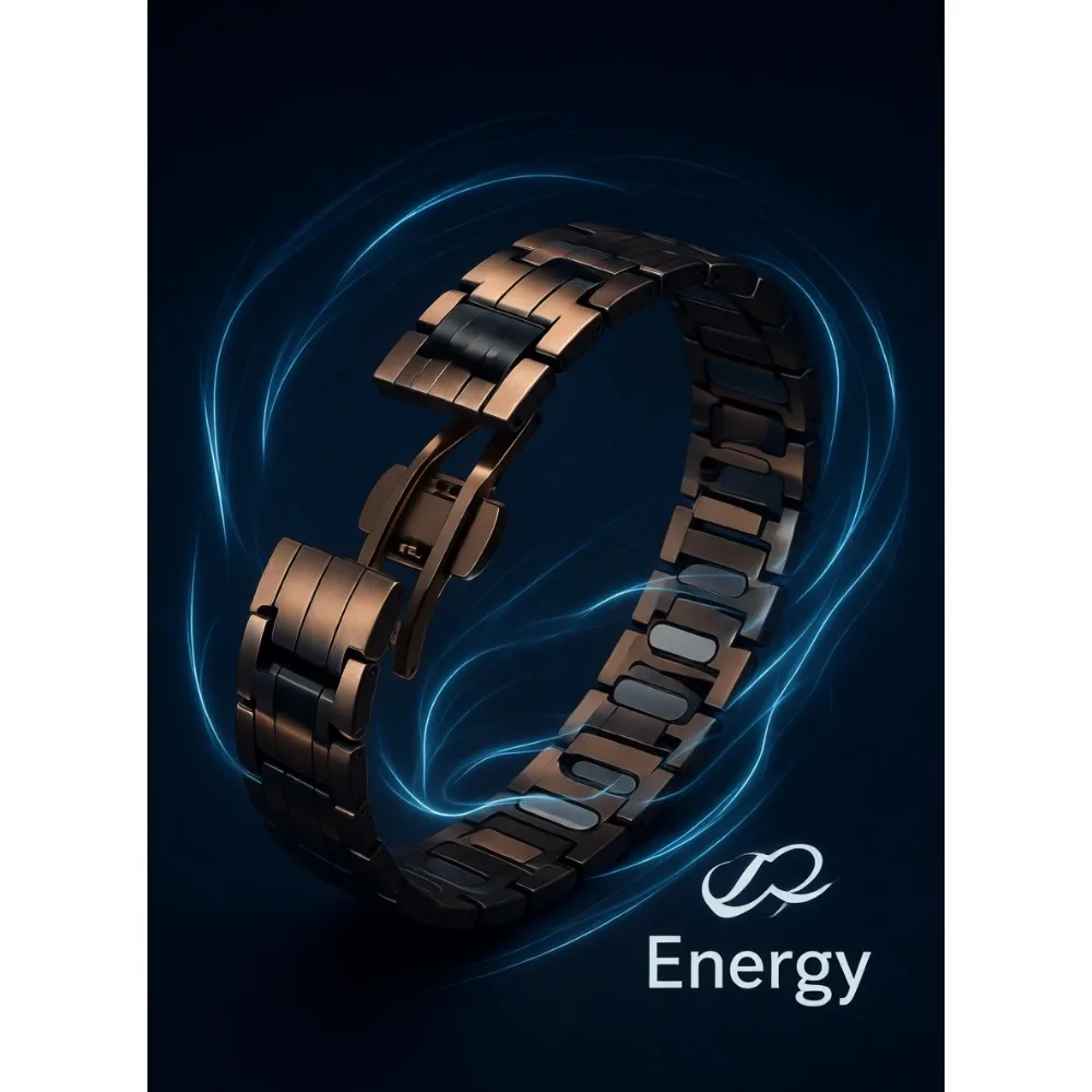 

Магнитный браслет из чистой меди для мужчин, 5000 Гаусс, высокая сила магнитного поля, терапия, облегчение при артрите, регулируемый размер