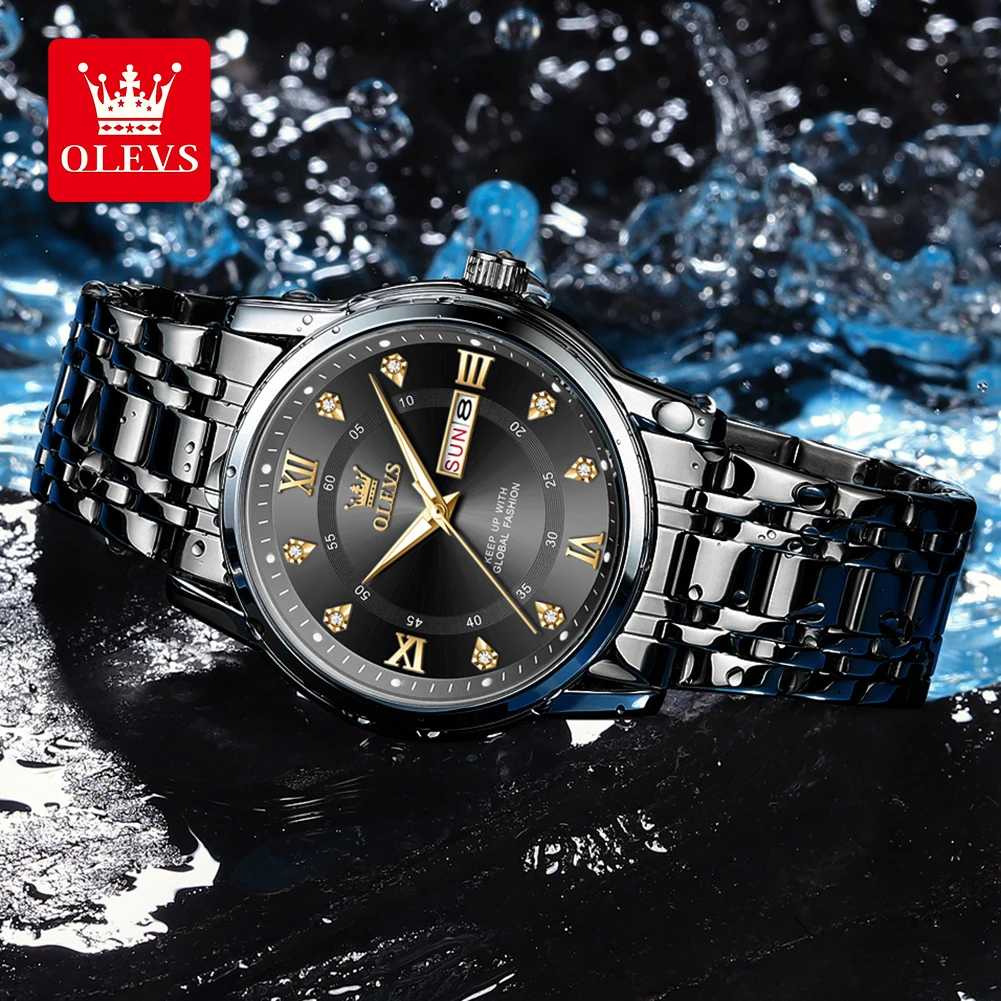 OLEVS 5513 Men Watch Exclusive High Quality Roman Scale Calendar Stainless Steel Waterproof Watch Luxury Brand Quartz Men Watch