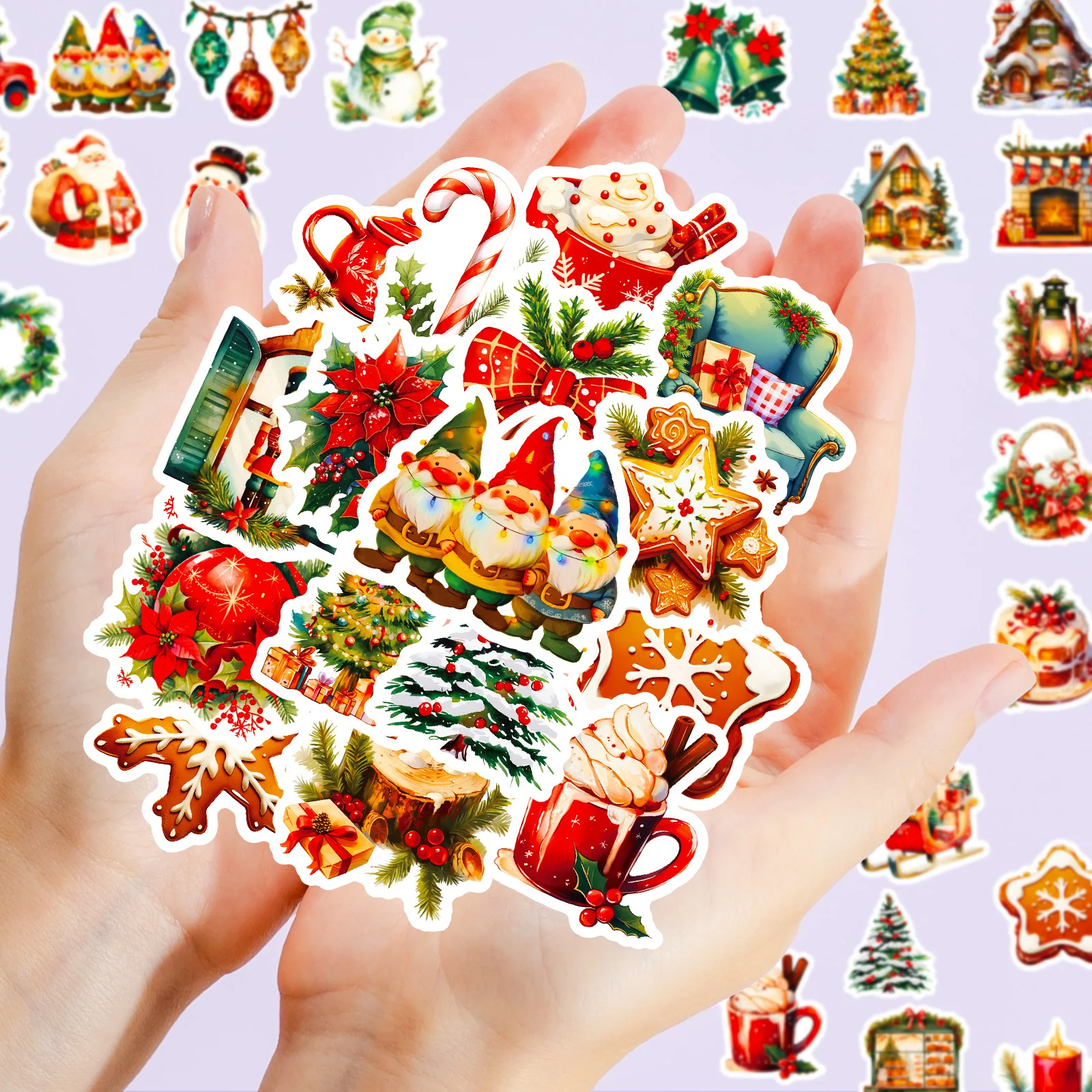 

10/30/50PCS Christmas Decals Hats Socks Snowflakes For Phone Bottle Scrapbook Travel Bag DIY Aesthetic Decals Creative Gifts