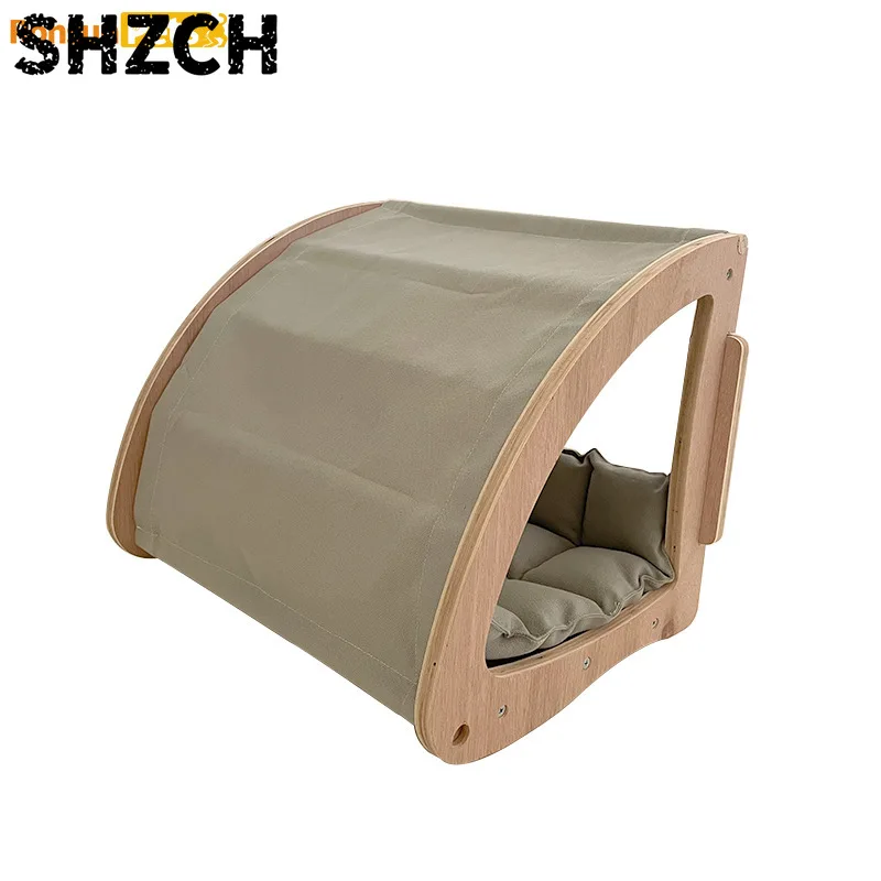 Wall Cat Nest With Privacy Curtain Canvas Mat Easy To Install Pet Cat Bed Breathable And Warm Cat Room Suitable For All Seasons