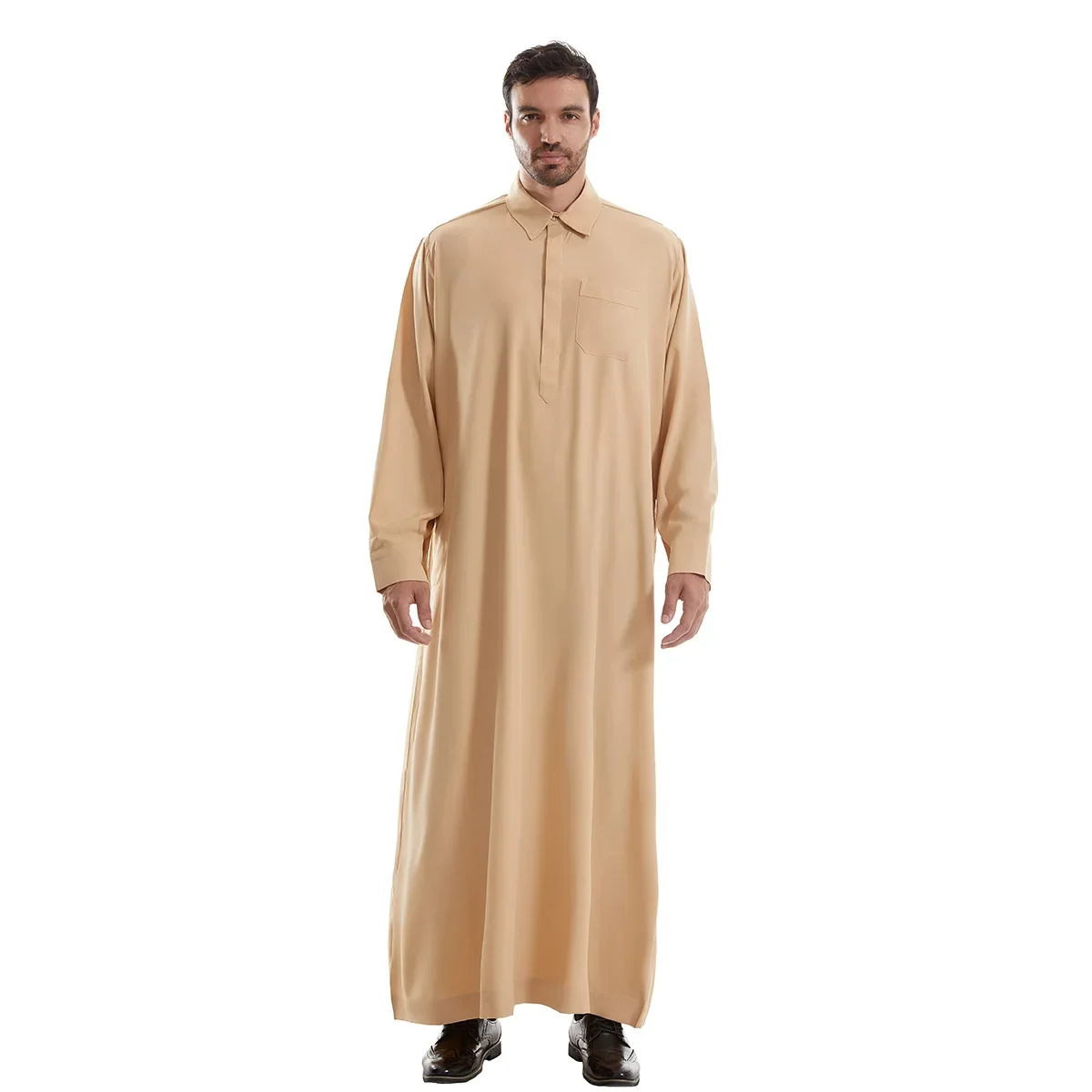 Abito da uomo arabo saudita Thobe Jubba Abaya Thoub Dubai Daffah Caftano Medio Oriente Islam Thawb Abito musulmano Caftano Daffah Dishdasha