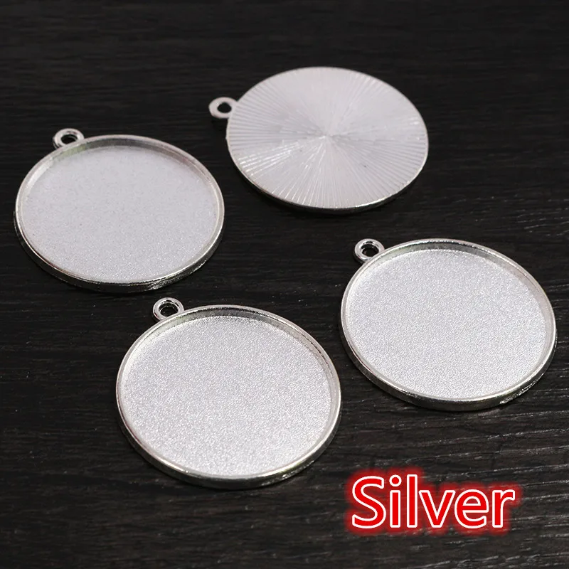 8-40mm rozmiar wewnętrzny okrągły brąz złoto srebro pozłacane jeden dwustronny pojedyncze wiszące prosty styl Cabochon baza ustawienie charms wisiorek — zdjęcie 7