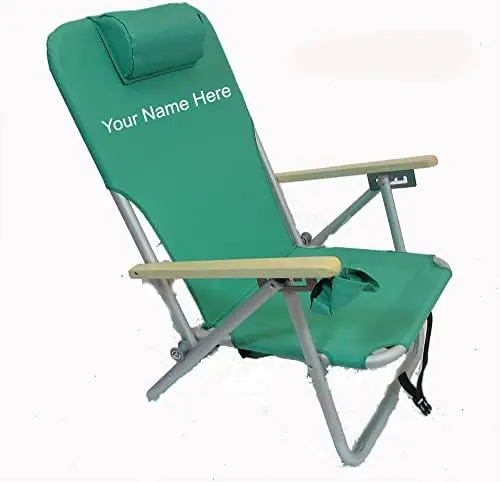 Aluminum Folding Backpack Beach Chair – 4 Position – Personalized/Imprinted - Jade Green
