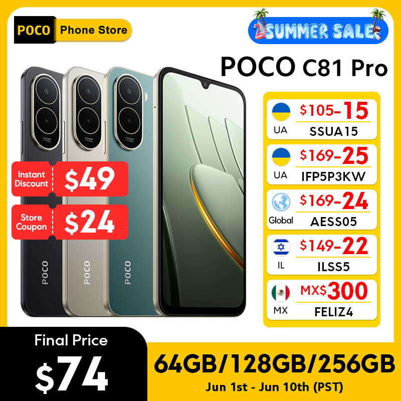  New POCO C81 Pro Smartphone Global Version UNISOC T7250 6000mAh 15W charging 6.9" 120Hz display 13MP Camera NFC