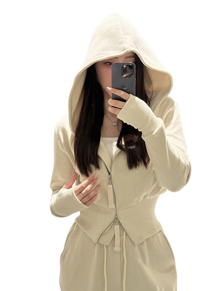 秋冬用パーカーセット レディース カジュアル スポーツウェア クレテ 高級感 韓国風 スタンドバージョン 綿 ポリエステル