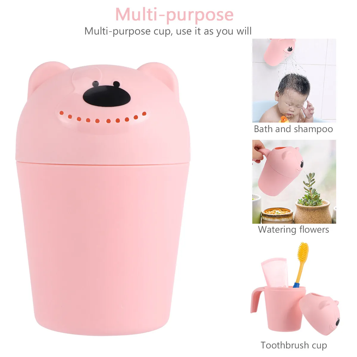 

Детская чашка для шампуня в форме мультяшного медведя, многофункциональная чашка для купания и ополаскивания для детей, инструмент для купания младенцев, случайный цвет