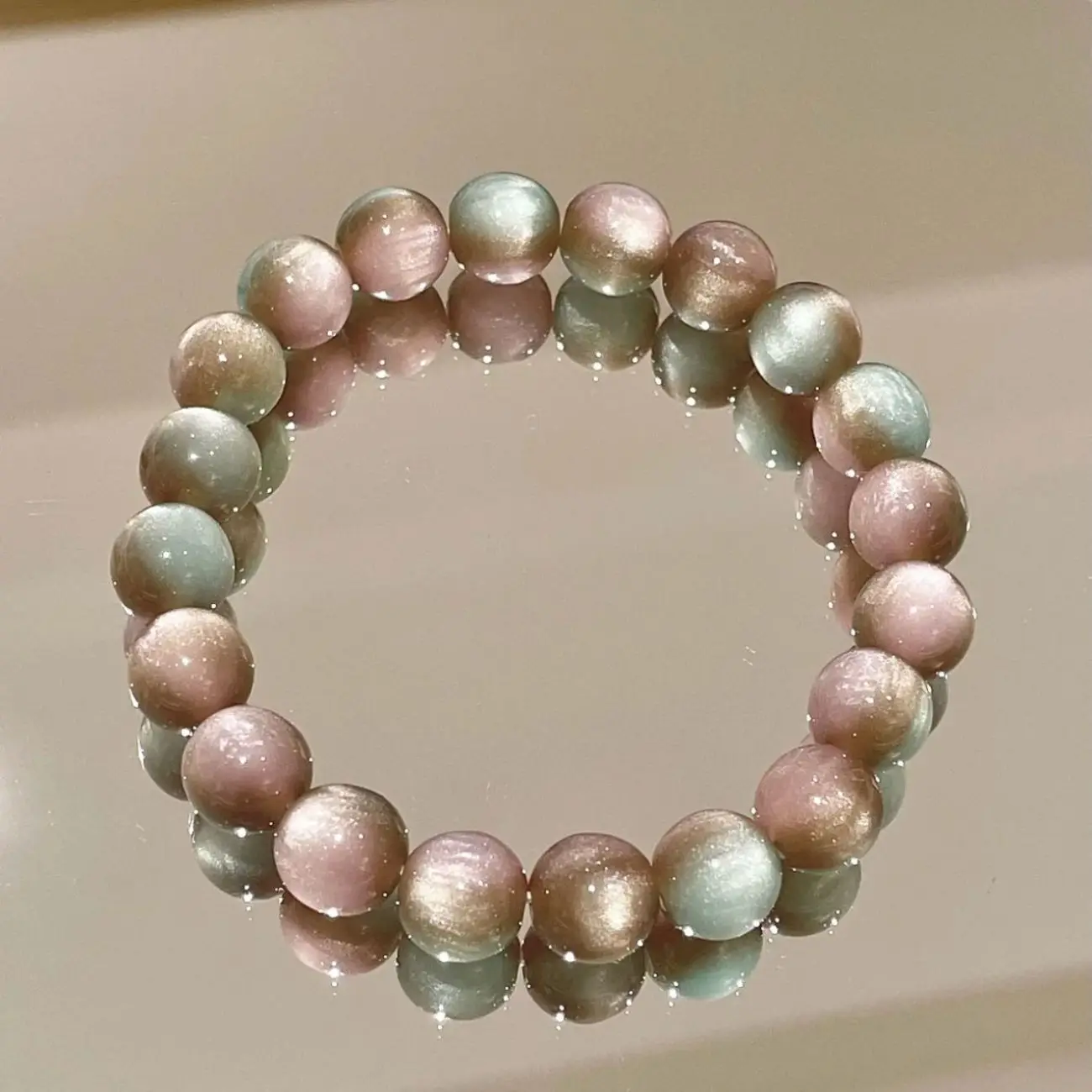 

Iceberry Thin Delicate Bracelet with Fine Glitter Powder Brown Resin Beads, Dreamy Gradient Beading, Rose Madagascar
