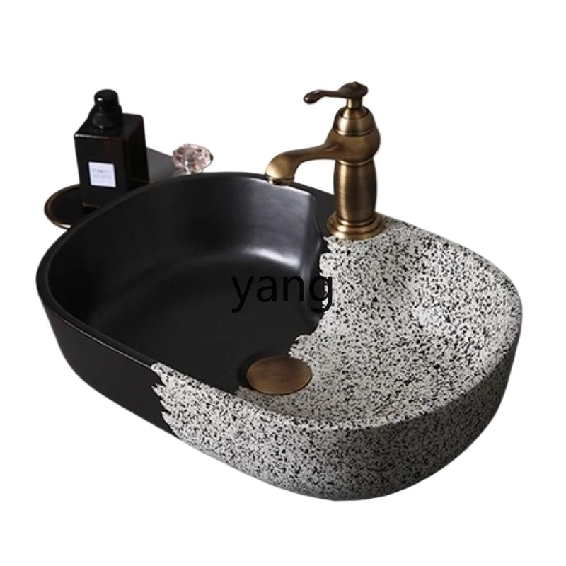 lmm upper basin black and white toilet ceramic wash basin oval personalized creative bathroom wash basin