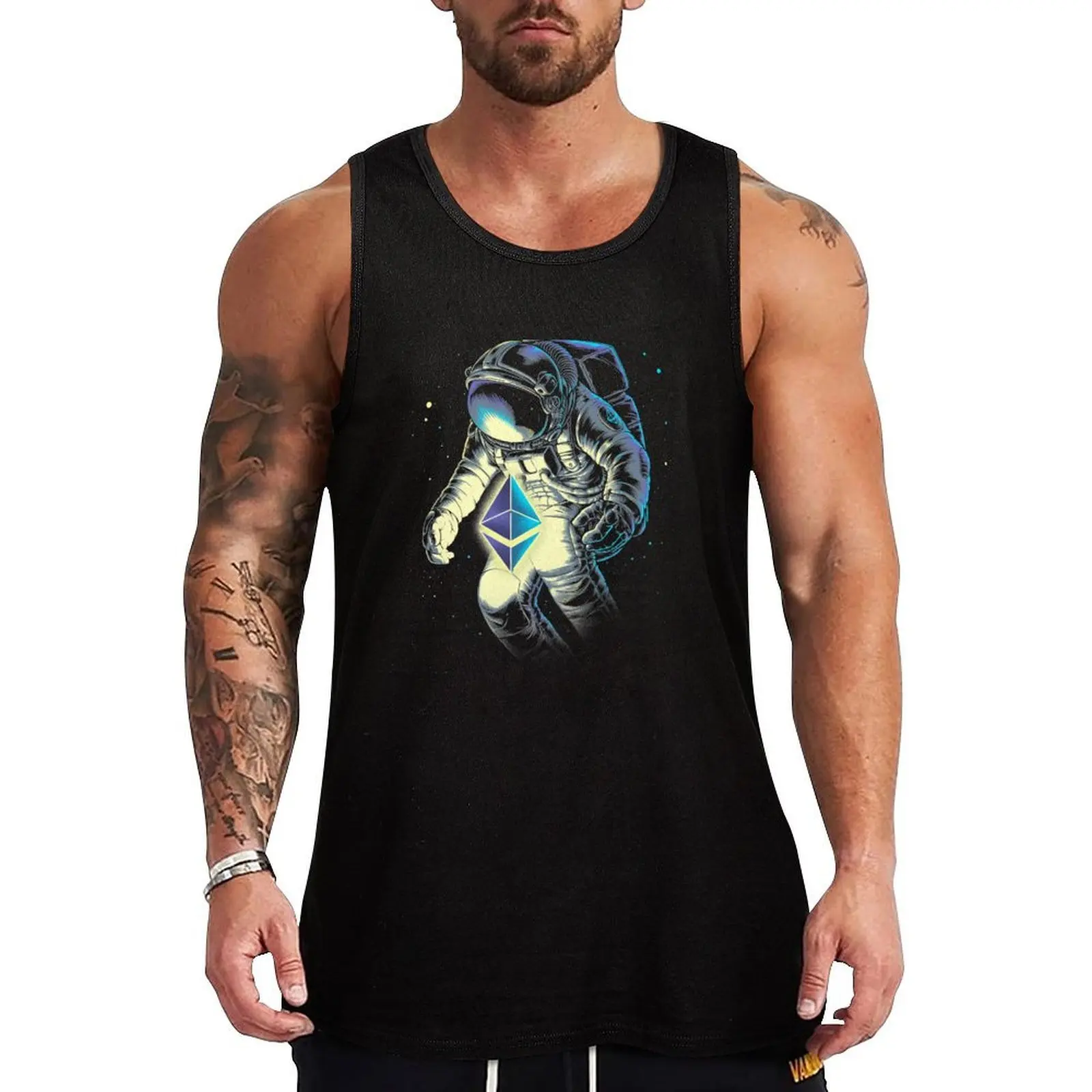 Space Ethereum Tank Top Basic T-shirt sans manches en coton doux décontracté