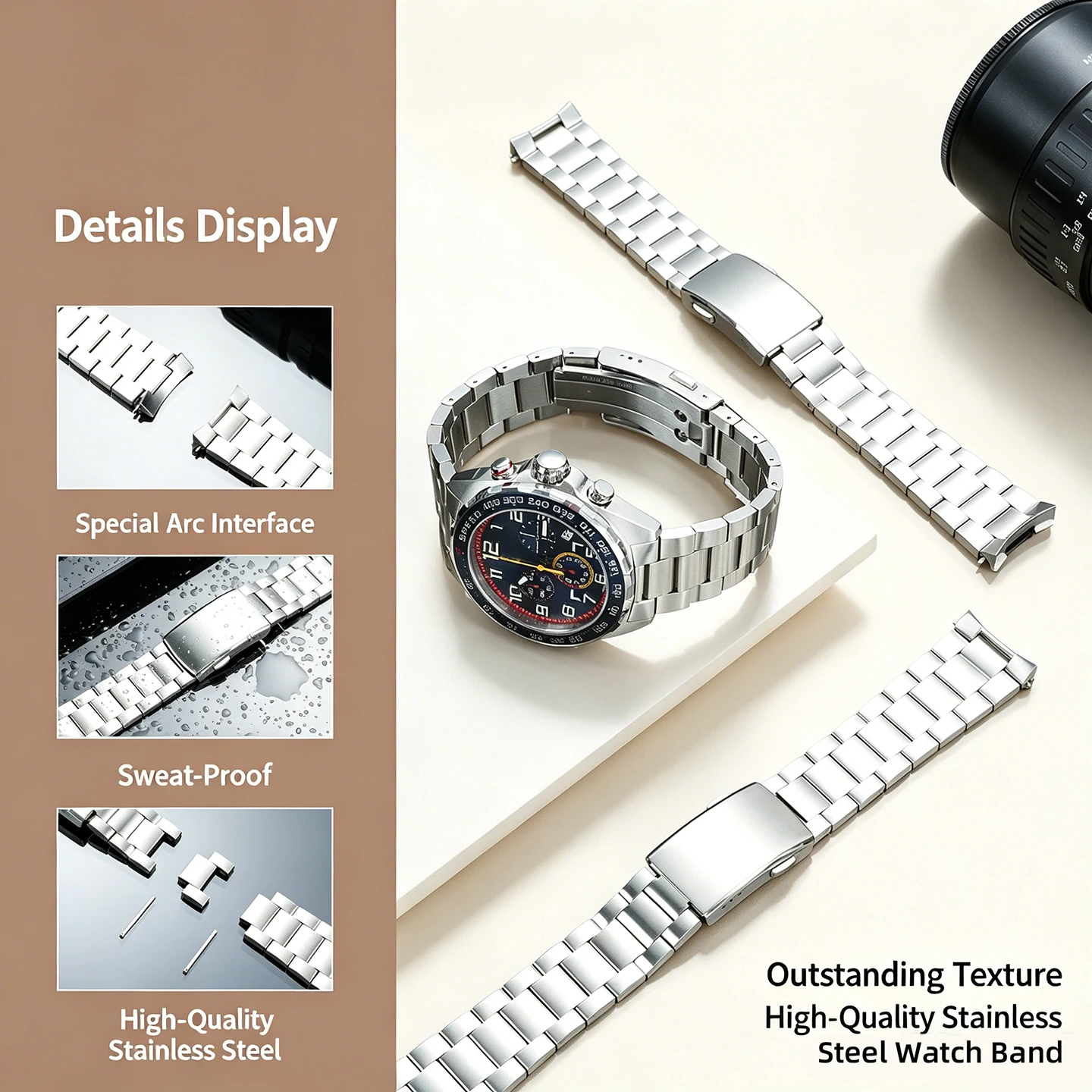 Curved end metal strap for TAG Heuer F1 watch band FORMULA 1 CAZ101 stainless steel bracelet 21.5mm replacement accessories view 2