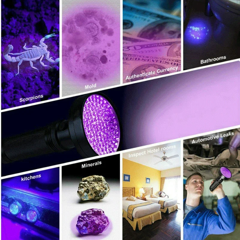 Portable Mini UV Flashlight 395nm Black Light Ultraviolet Torch Pet Urine Stain Detection Bedbug Inspection Mini Handlight