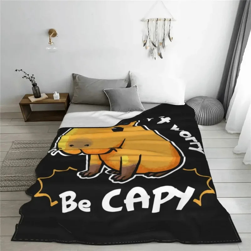 Capybara Don't Worry Be Capy Fleece Throw Animal Blankets for Bed Travel Lightweight Thin Bedroom Quilt