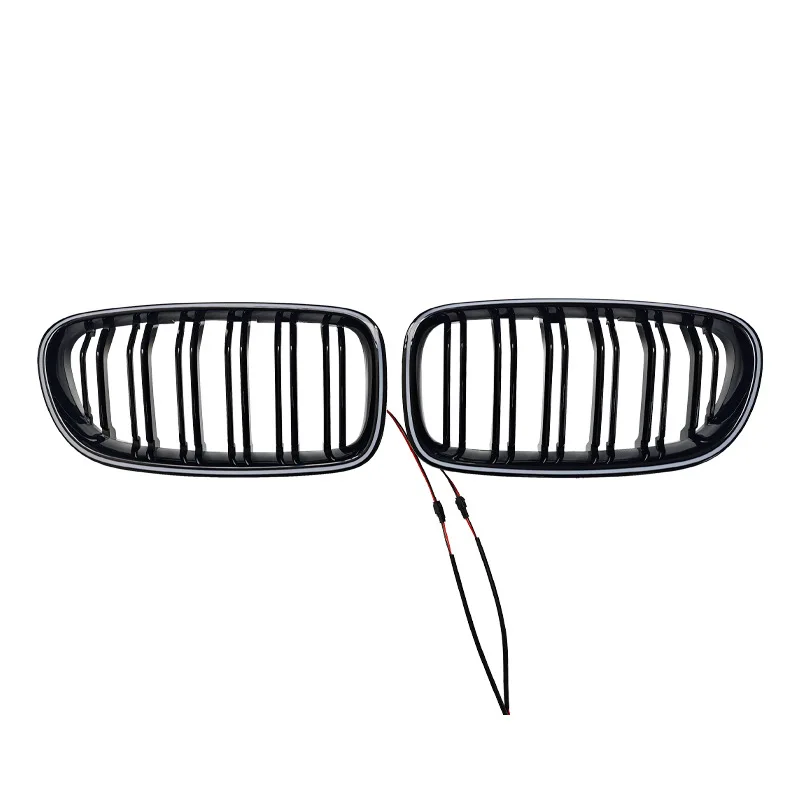 Car Black LED Racing Grills For BMW 5 Series F10 F11 F18 520d 530d 540i 2010-2017 Dual Line Front Grille Grill