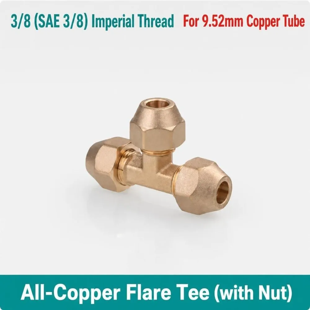 SAE-Standard Flare Fitting Connector Male Thread Brass Material Brass Pipe Fitting 3-Way Design Multiple Sizes Male Flare Union