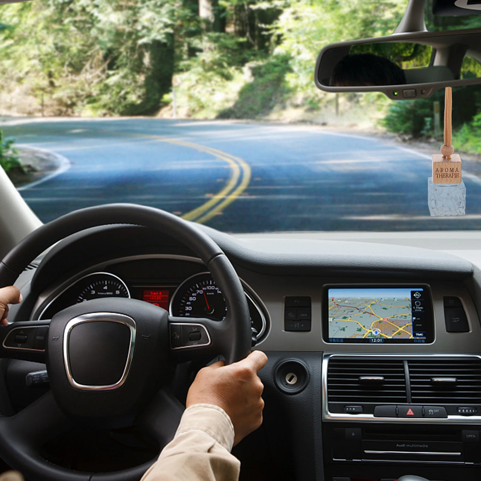 

Car Perfume Bottle 8Ml Glass Wood Hanging Air Freshener Diffuser For Essential Oils Refillable Aromatherapy Empty Vial Car