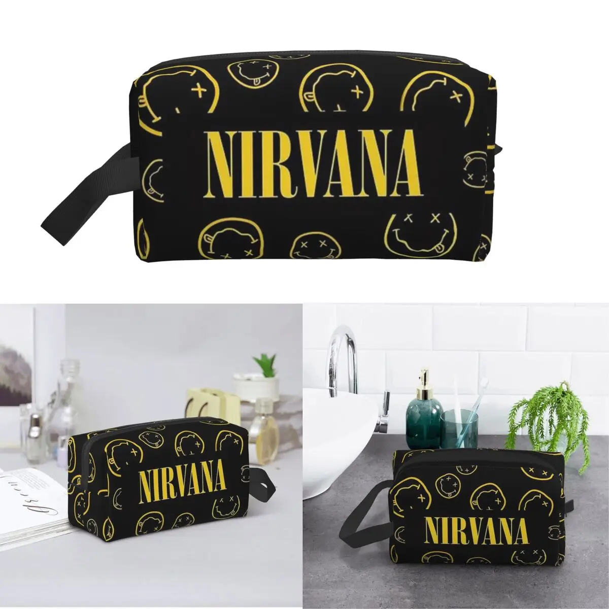 Nirvanas One Sided Smile 18 Makeup Bag Cosmetic Organizer Storage Dopp Kit Toiletry Cosmetic Bag for Women Beauty Travel
