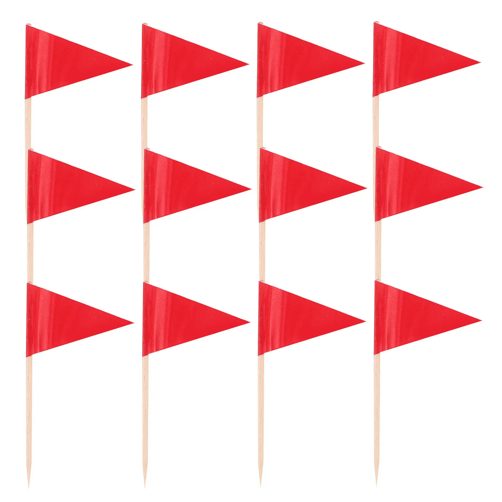 200 unidades de pequeñas banderitas triangulares rojas para palillos, decoración de cupcakes, etiquetas para alimentos, aperitivos, postres y frutas para fiestas