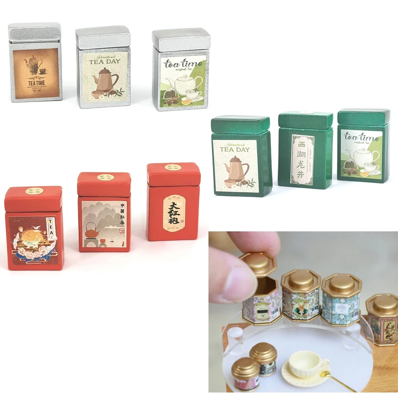 1 Pc 1:12 Doll House Coffee Can Tea Can Model Simulation Item Ornament Model Miniature Mini Toy Doll House Furniture Accessories