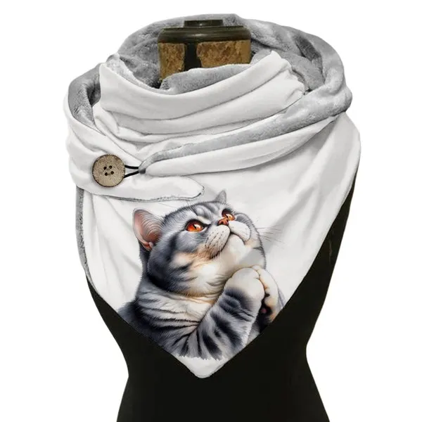 PLstar Cosmos 3D printed cat pattern warm shawl scarf spring and winter small triangle scarf female leisure series-4