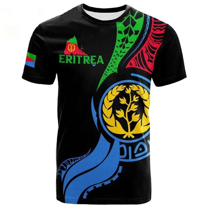 Men's T-Shirts Africa Zone Eritrea Flag Print Men Women Ethnic Tribe Harajuku Y2k Short Sleeves Streetwear Gym Top Tees Clothing