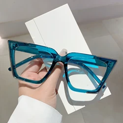 KAMMPT Oversized Vintage Glasses Women Fashion Cat Eye Blue Light Blocking Eyewear Chic Candy Color Non-prescription Eyeglasses