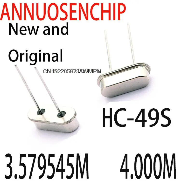 100PCS New and Original Crystal Oscillator HC-49S DIP 3.579545M 4.000M 4.096M 6.000M 7.3728M 8.000M 10.000M 11.0592M 12.000M