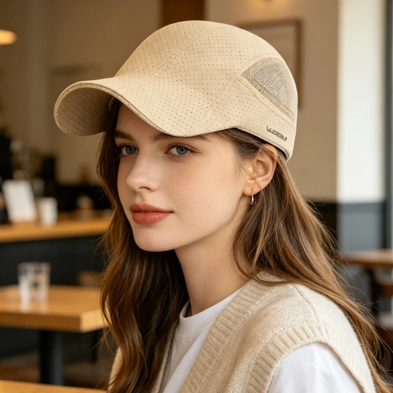 Q39C Breathable Travel Cap with Mesh Side Section and Rear Strap Hold