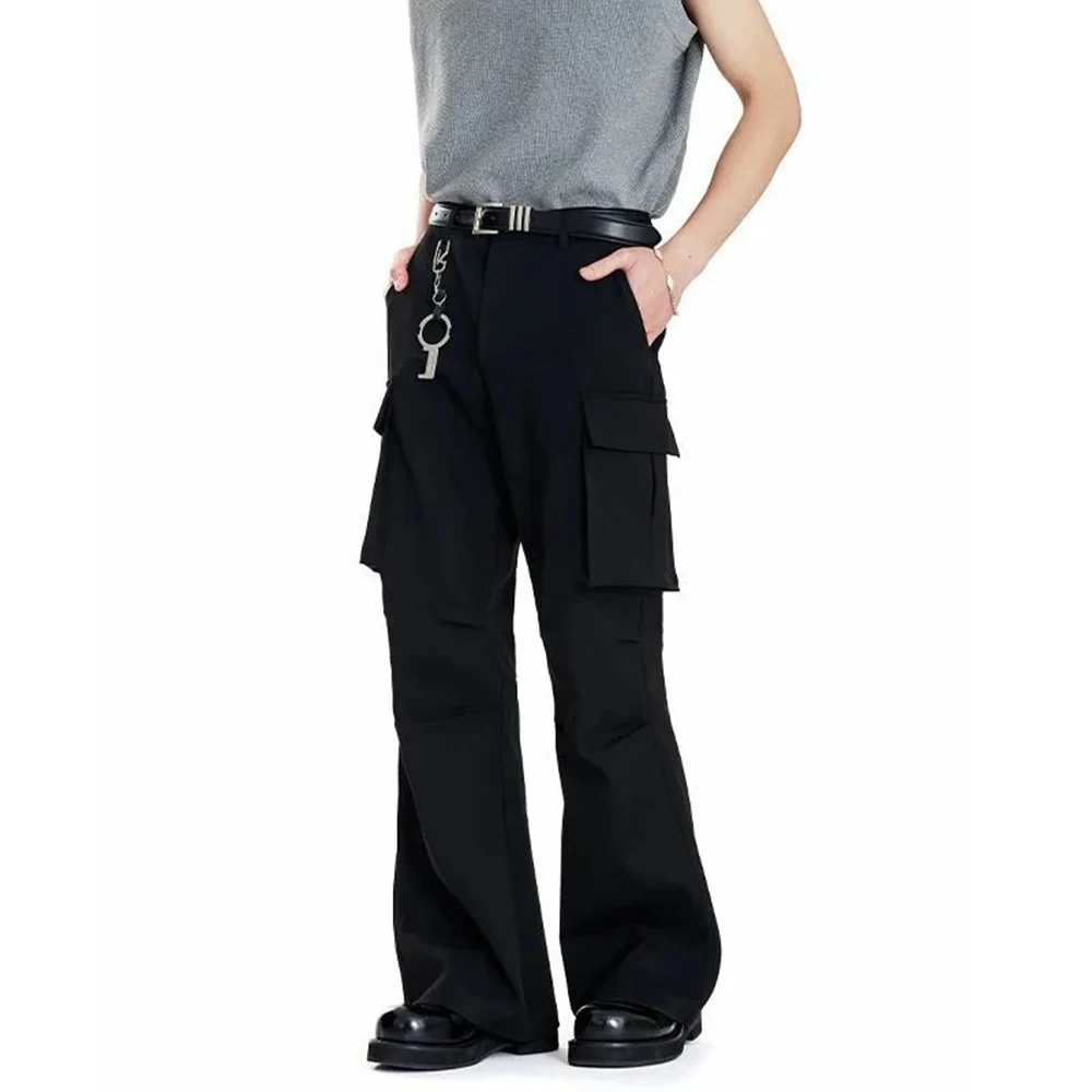 

Mens Y2k Pants American Street Multi-Pocket Pleated Overalls Men And Women Loose Straight Casual Flared Pants 2025 Spring New In