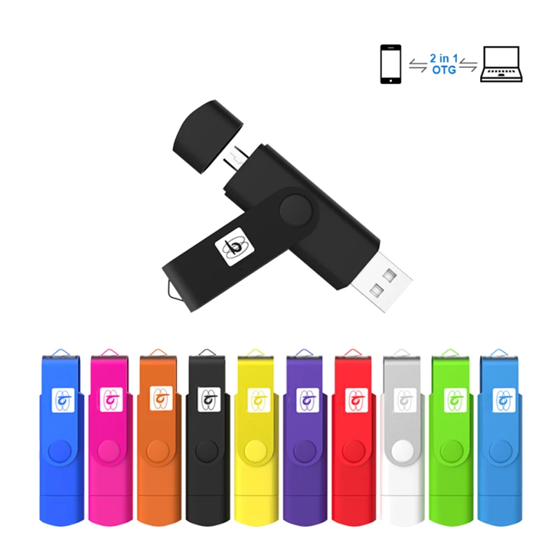 10PCS/LOT Custom Company Logo USB Flash Drive 4GB 8GB 16GB 32GB 64GB for Android Phone/Tablet /PC OTG Type-c USB 2.0 Pendrives