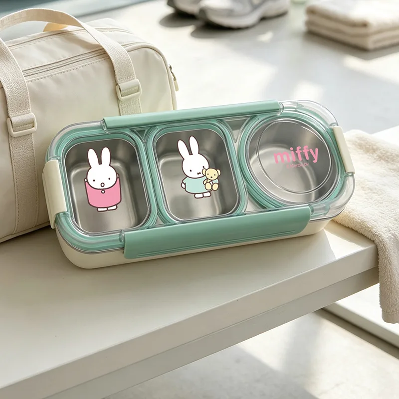 Neue Miffy-Kaninchen-Lunchbox aus Edelstahl mit Fächern, hochwertig, kreativ, persönlich, niedlich, lustig, für Mittagessen und Picknick – Detail 5