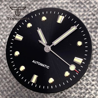 29mm Automatic Watch Dial Black Sunburst Face Hands Set Green Luminous Wristwatch Part Fit NH35 NH36 ETA2824 PT5000 Movement