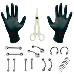 1 Set Disposable Professional Body Piercing Tool Kit Piercing Needle Clamp Tools Ear Tragus Nose Eyebrow Navel Piercings /