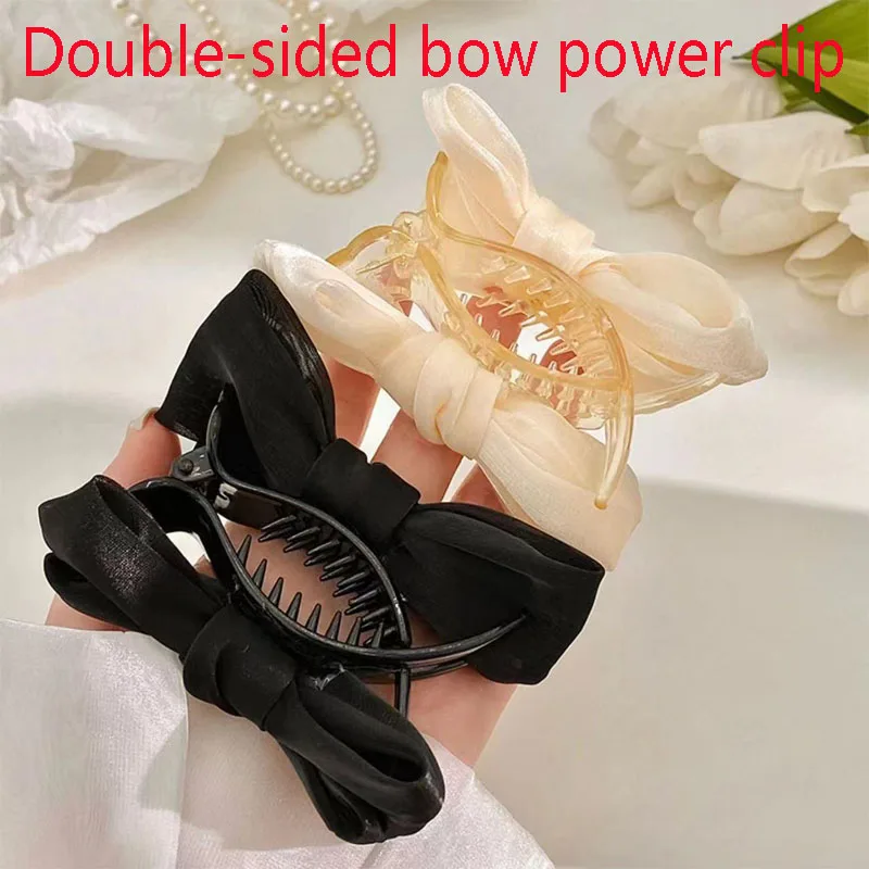 1/2 Bow Grips Elegant Double Mesh Ball Head Back High Ponytail Hairpin Hair Accessories For Ladies And Girls