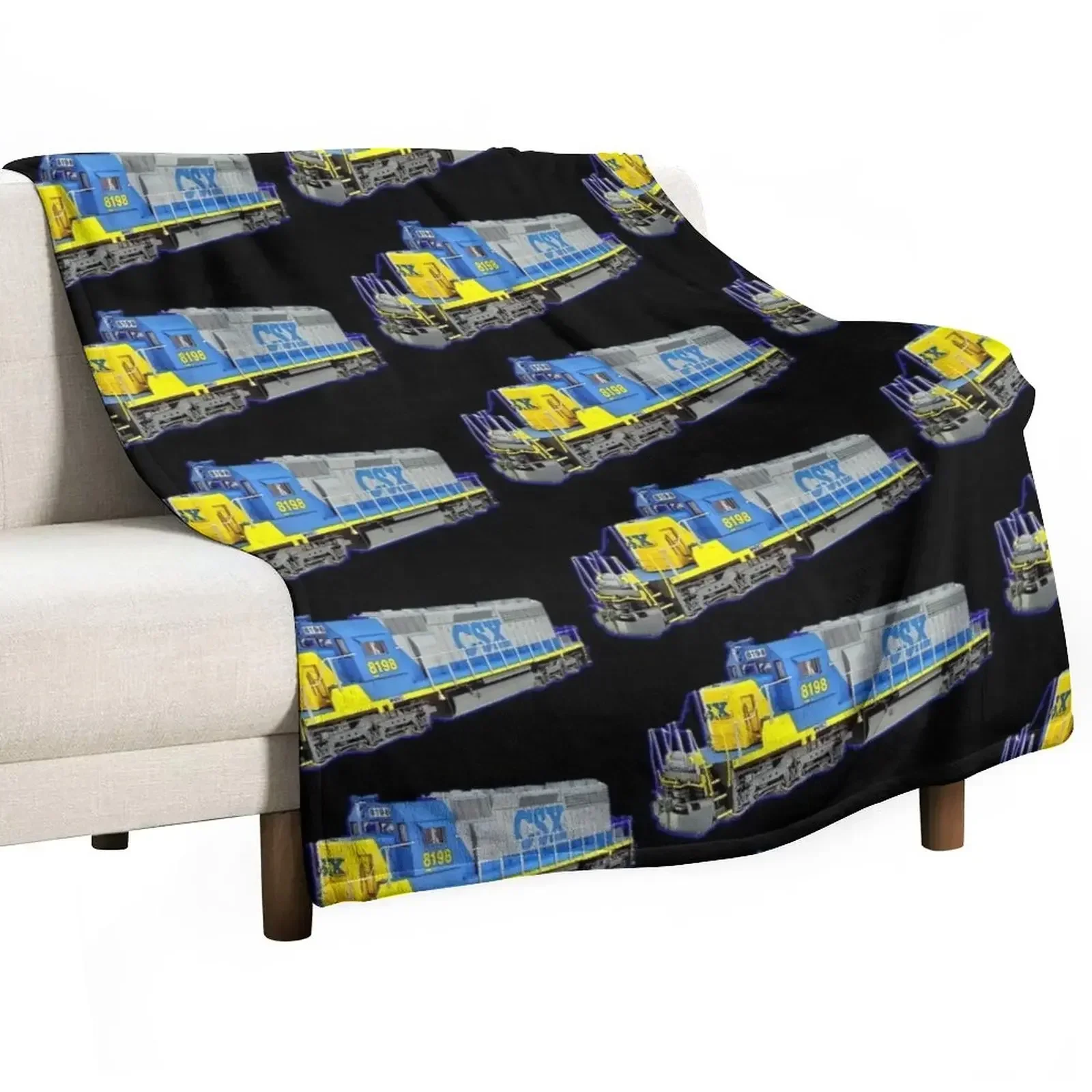 Freight Train CSX Engine Throw Blanket Decorative Throw Camping Blankets