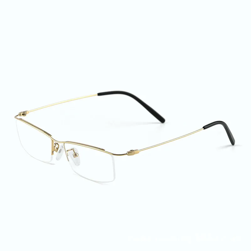 HDCRAFTER Titanium Metal Glasses Frame for Men Half Rim Rimless Eyeglasses Cool Optical Eyewear Prescription Spectacles Frame