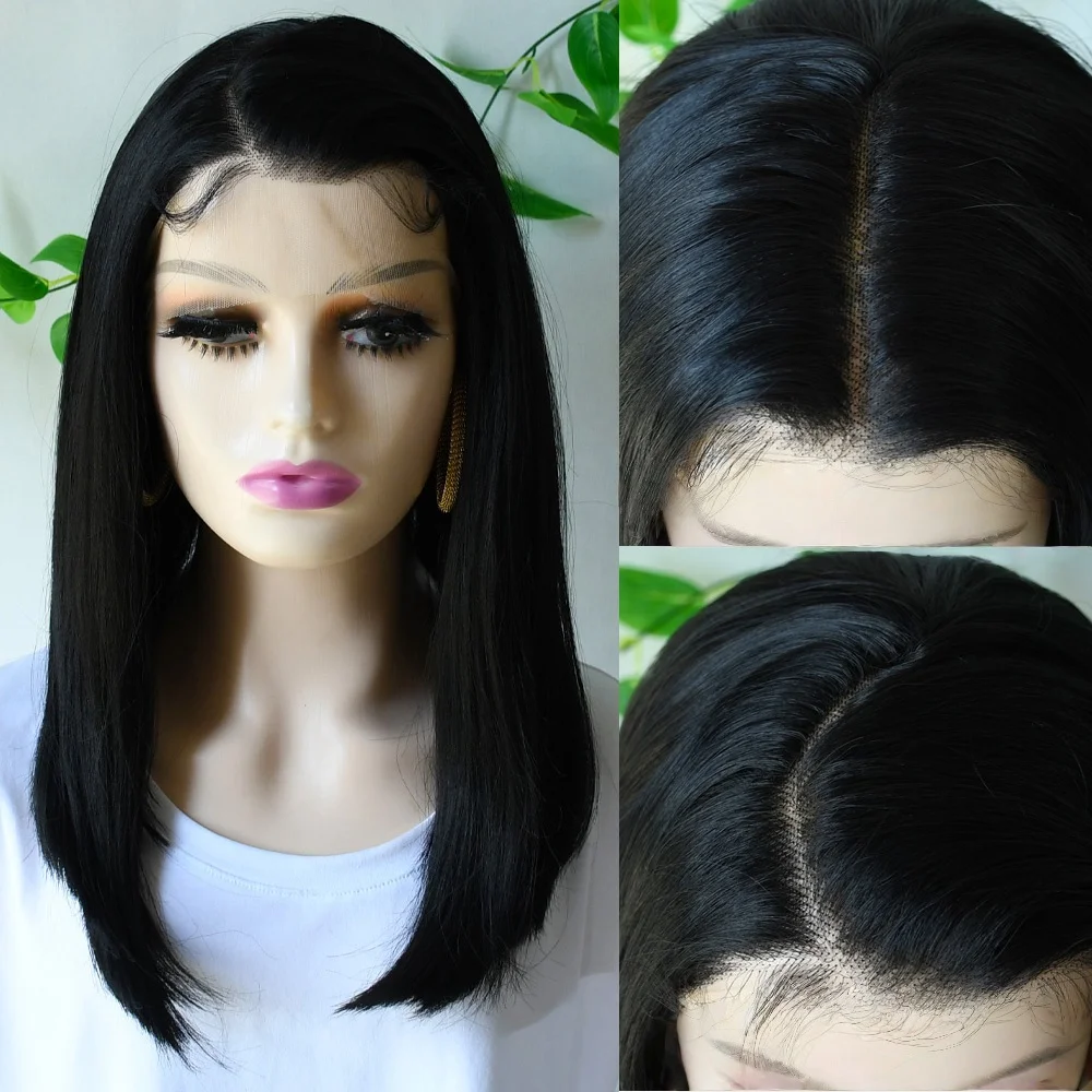 

Black Wigs Short Bob Straight Lace Front Wig 13x4 HD Short Lace Frontal Wig Pre Plucked Natural Hairline Synthetic Daily Cosplay