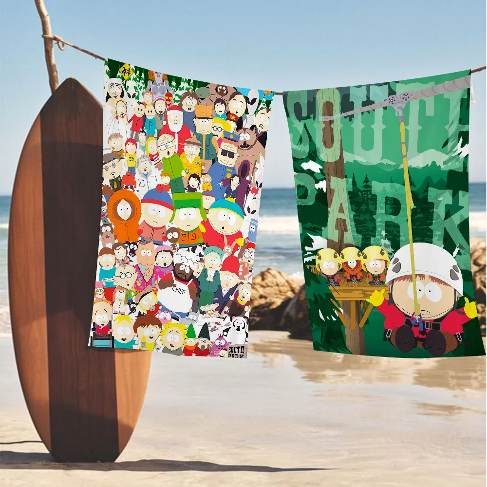 South Cartoon Parke Microfiber Printed Beach Towel Mountain Climbing Yoga Beach Swimming Running Absorbent Soft Towel