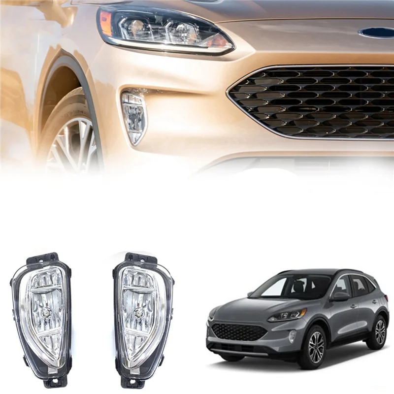 Front Bumper Fog Light Assembly for Ford Escape 2021 2022 2023 Car Driving Lamp Foglight W/Halogen Bulb