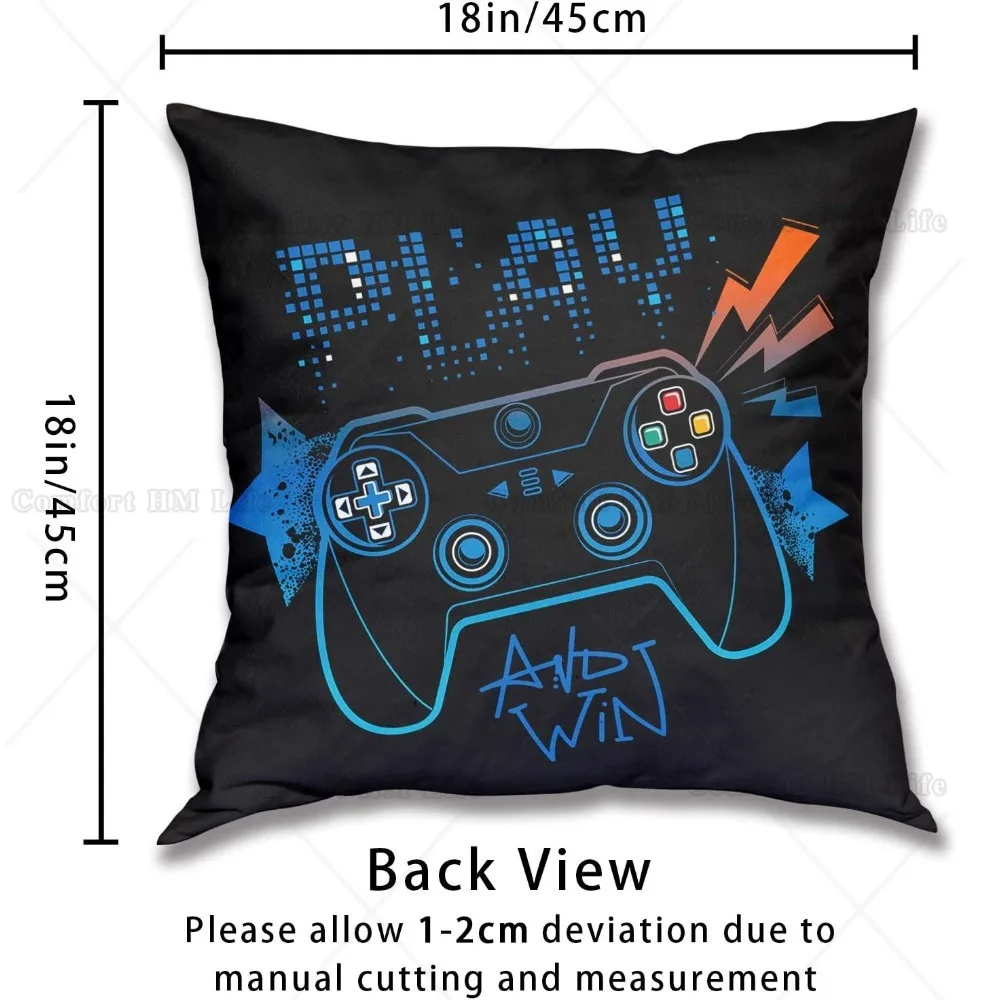 Game Controller Throw Pillow Covers 2 Pcs Gamer Pillow Cases Cotton Teen Gaming Decorative Cushion Covers for Couch Bed Sofa