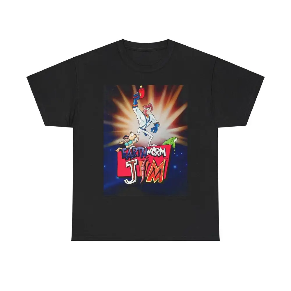 Earthworm Jim T-shirt vintage gaming gamer 90s retro  Heavy Cotton Tee   Tees High Quality 100%Cotton Short Sleeve