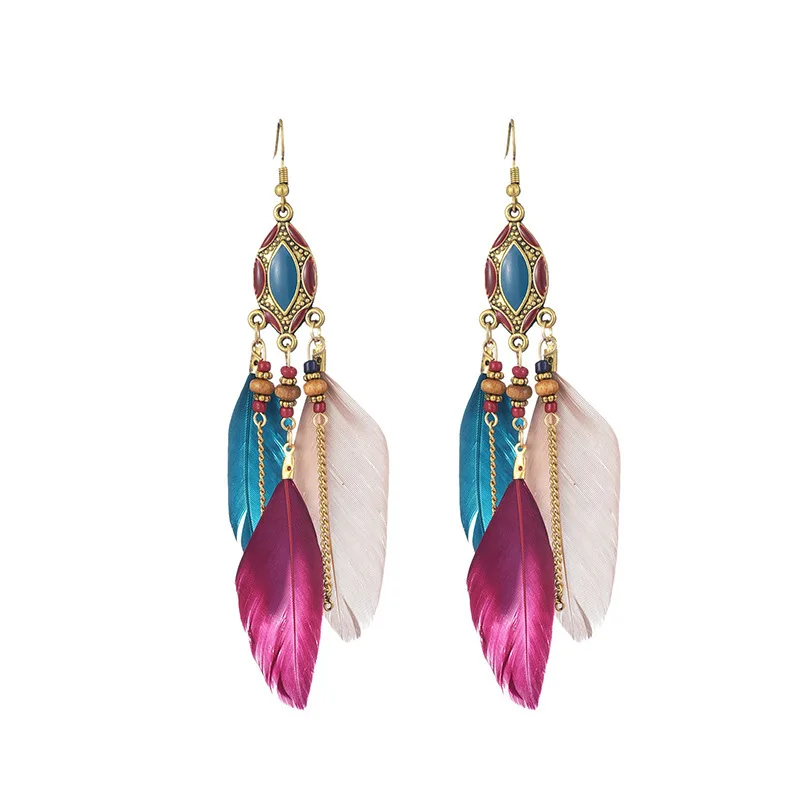 

Pony Eye Feather Earrings 8Color 2025 vintage fashion