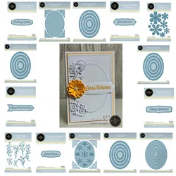 Birthday Wishes OvalsFloral Metal Cutting Dies Silicone Stamps Scrapbooking Stencil Photo Album Card DIY Paper